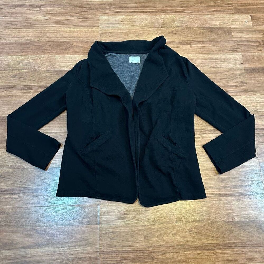 Caslon Cardigan Black Open Front Long Sleeve Sweater | Women Size Large